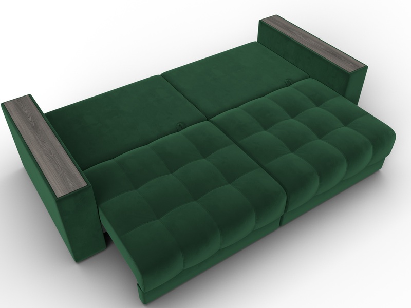 Диван прямой с декором Лига-049 НПБ, Велюр, SEVEN 626 зеленый