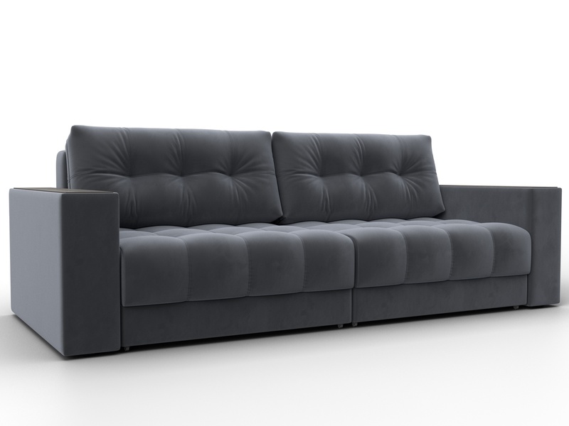 Диван прямой с декором Лига-049 НПБ, Велюр, SEVEN 17 серый