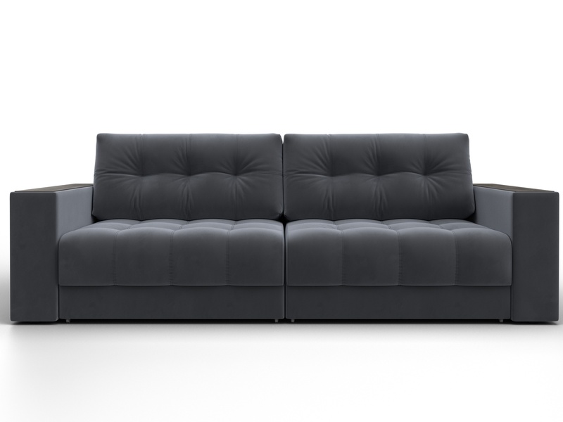 Диван прямой с декором Лига-049 НПБ, Велюр, SEVEN 17 серый