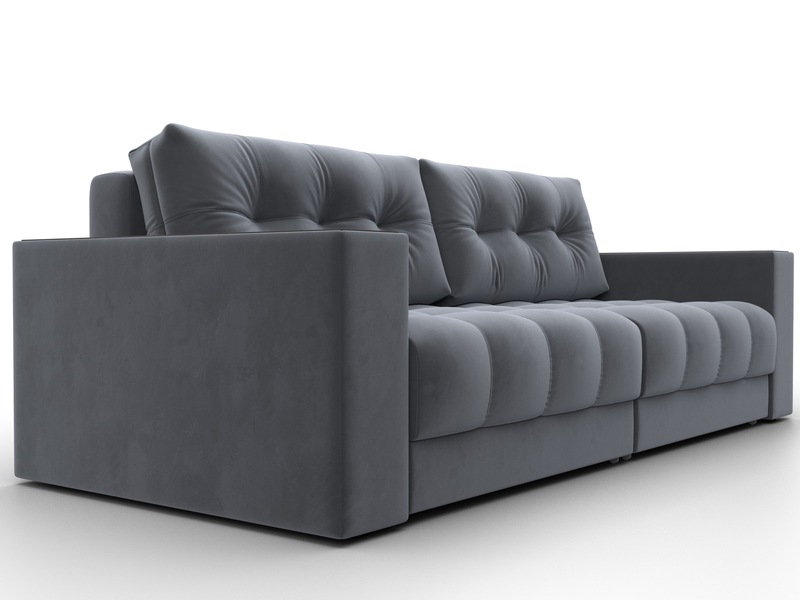 Диван прямой с декором Лига-049 НПБ, Велюр, SEVEN 17 серый