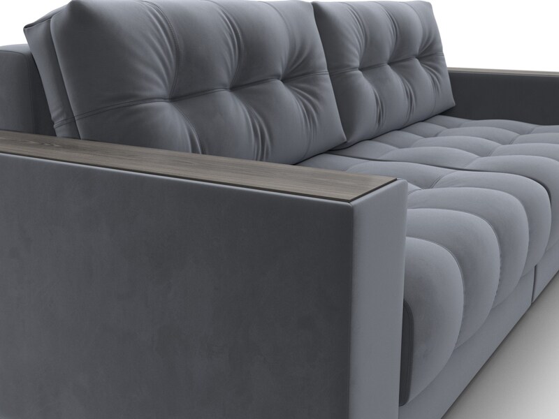 Диван прямой с декором Лига-049 НПБ, Велюр, SEVEN 17 серый