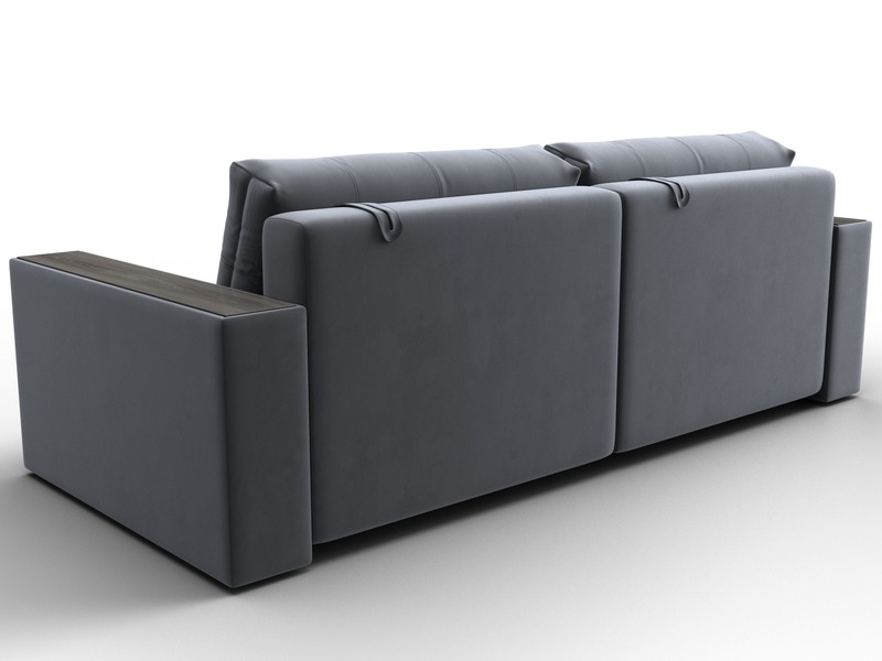 Диван прямой с декором Лига-049 НПБ, Велюр, SEVEN 17 серый