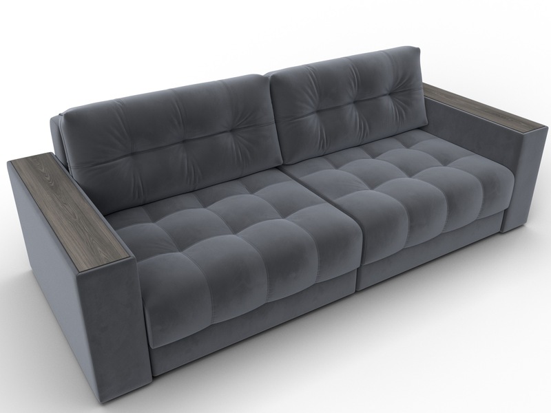 Диван прямой с декором Лига-049 НПБ, Велюр, SEVEN 17 серый