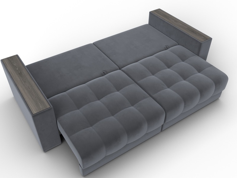 Диван прямой с декором Лига-049 НПБ, Велюр, SEVEN 17 серый