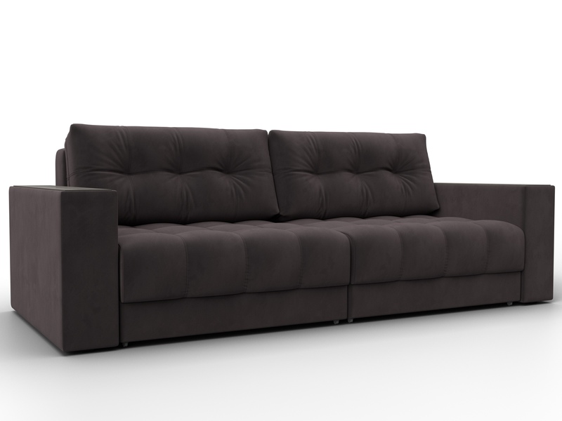 Диван прямой с декором Лига-049 НПБ, Велюр, SEVEN 727 коричневый