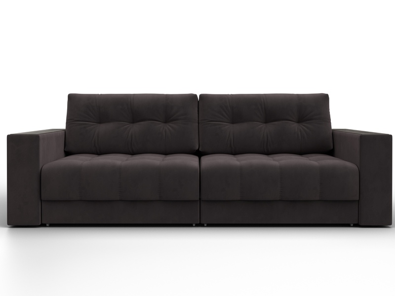 Диван прямой с декором Лига-049 НПБ, Велюр, SEVEN 727 коричневый