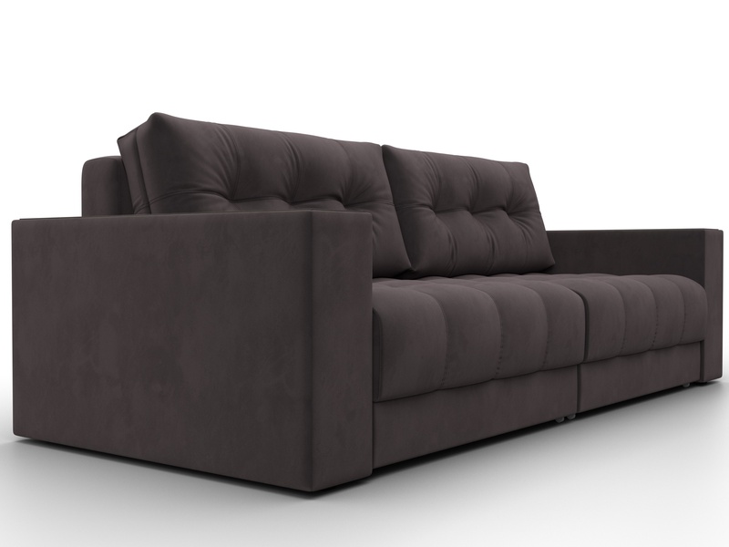 Диван прямой с декором Лига-049 НПБ, Велюр, SEVEN 727 коричневый