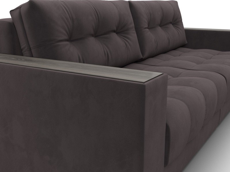 Диван прямой с декором Лига-049 НПБ, Велюр, SEVEN 727 коричневый