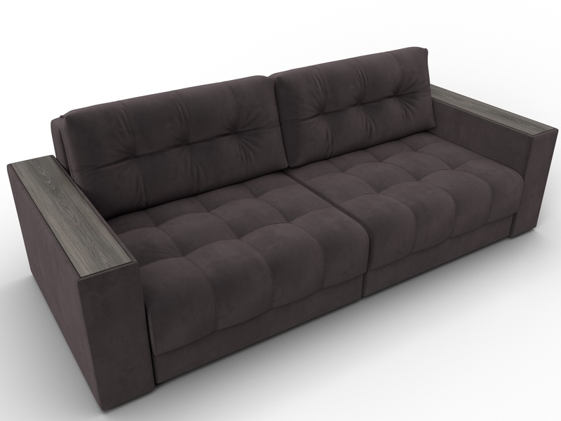 Диван прямой с декором Лига-049 НПБ, Велюр, SEVEN 727 коричневый