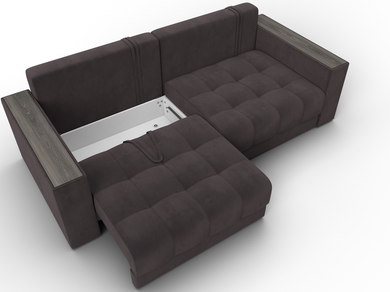 Диван прямой с декором Лига-049 НПБ, Велюр, SEVEN 727 коричневый