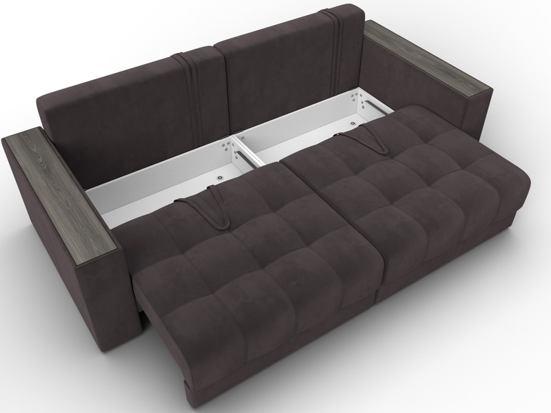 Диван прямой с декором Лига-049 НПБ, Велюр, SEVEN 727 коричневый