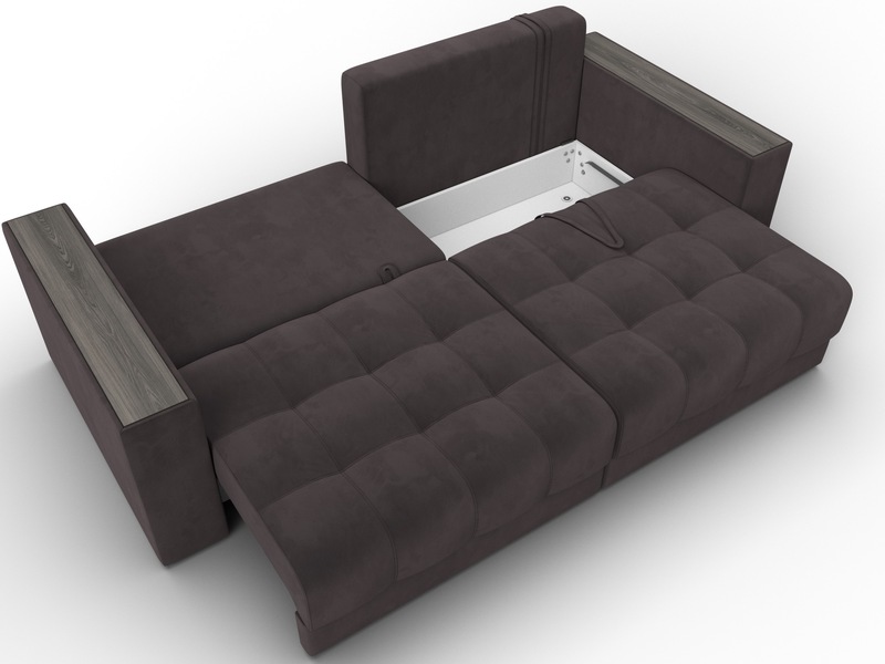 Диван прямой с декором Лига-049 НПБ, Велюр, SEVEN 727 коричневый