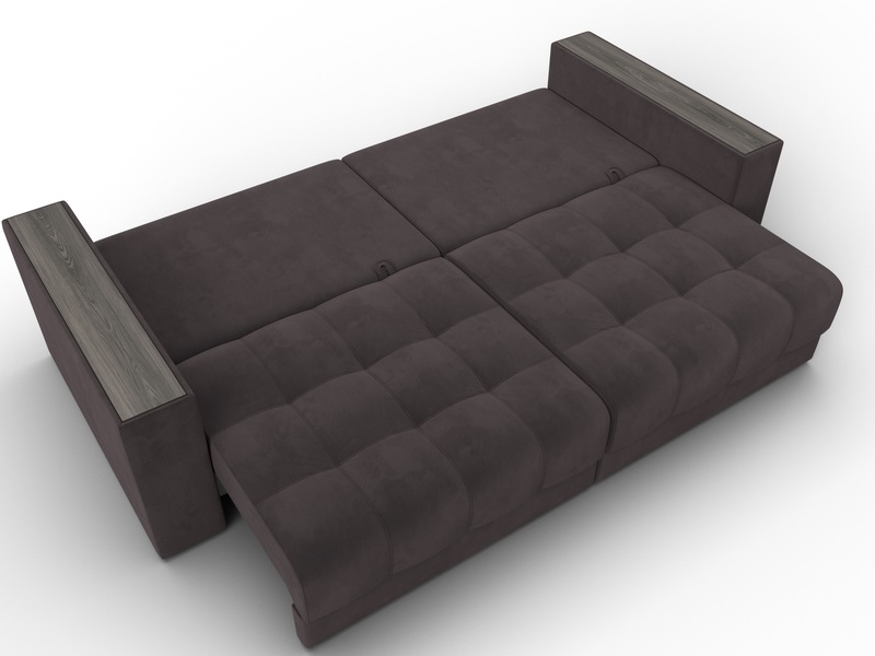 Диван прямой с декором Лига-049 НПБ, Велюр, SEVEN 727 коричневый