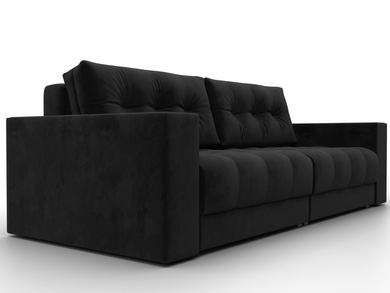 Диван прямой с декором Лига-049 НПБ, Велюр, SEVEN 35 черный