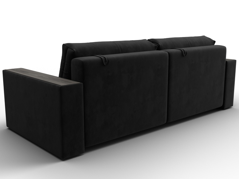 Диван прямой с декором Лига-049 НПБ, Велюр, SEVEN 35 черный