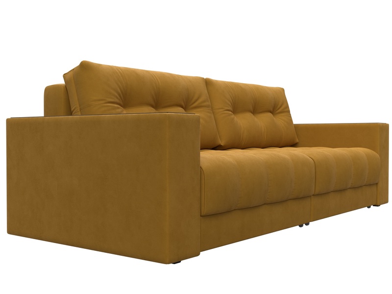 Диван прямой с декором Лига-049 НПБ, Велюр, BRUT 10 желтый