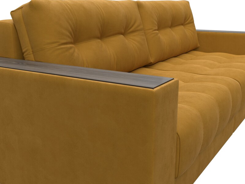 Диван прямой с декором Лига-049 НПБ, Велюр, BRUT 10 желтый