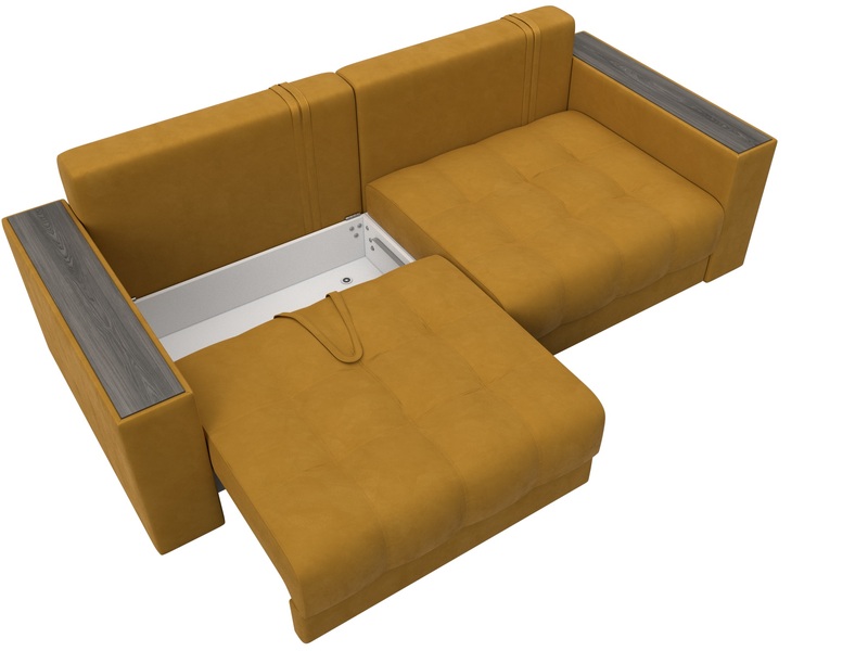 Диван прямой с декором Лига-049 НПБ, Велюр, BRUT 10 желтый