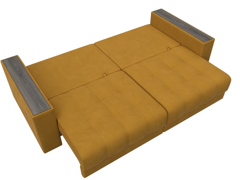 Диван прямой с декором Лига-049 НПБ, Велюр, BRUT 10 желтый