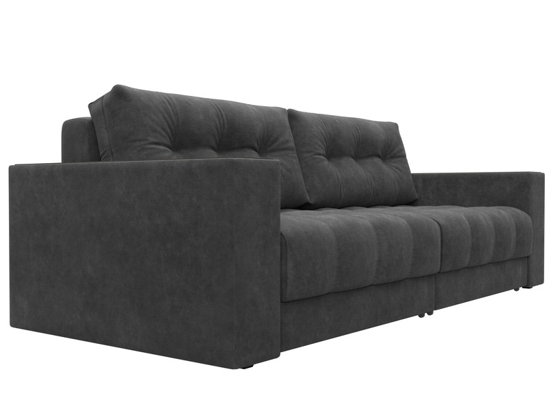 Диван прямой с декором Лига-049 НПБ, Велюр, BRUT 16 темно-серый