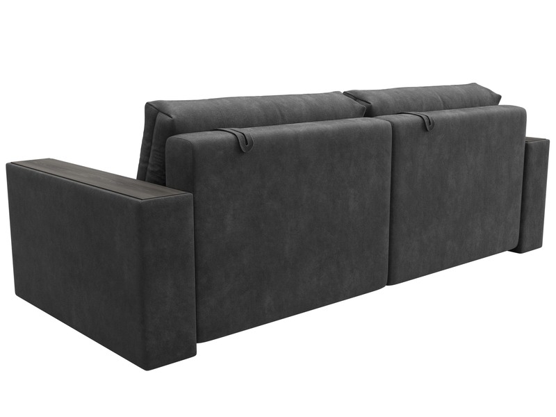 Диван прямой с декором Лига-049 НПБ, Велюр, BRUT 16 темно-серый