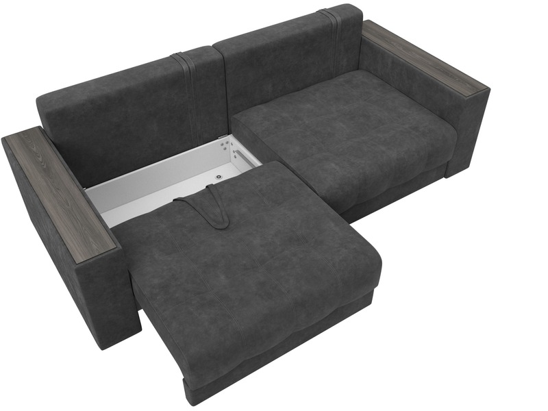 Диван прямой с декором Лига-049 НПБ, Велюр, BRUT 16 темно-серый