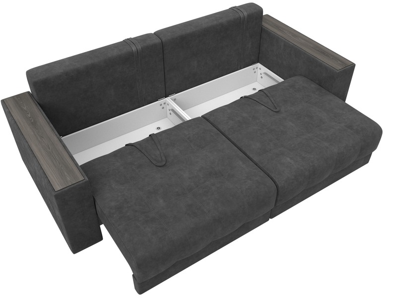 Диван прямой с декором Лига-049 НПБ, Велюр, BRUT 16 темно-серый