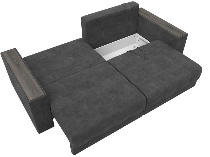 Диван прямой с декором Лига-049 НПБ, Велюр, BRUT 16 темно-серый