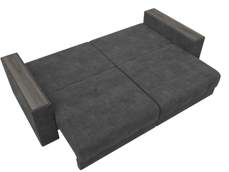 Диван прямой с декором Лига-049 НПБ, Велюр, BRUT 16 темно-серый