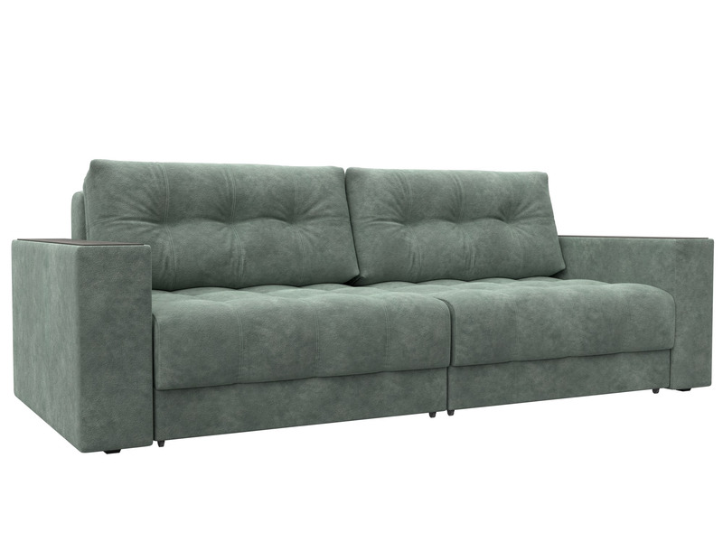 Диван прямой с декором Лига-049 НПБ, Велюр, BRUT 08 зеленый