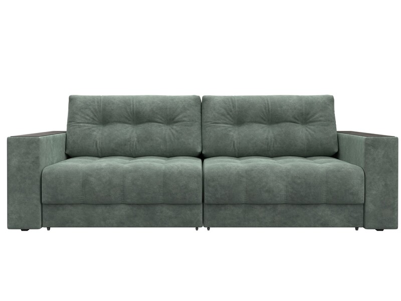 Диван прямой с декором Лига-049 НПБ, Велюр, BRUT 08 зеленый