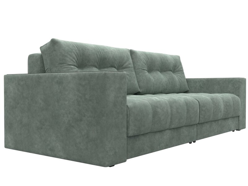 Диван прямой с декором Лига-049 НПБ, Велюр, BRUT 08 зеленый