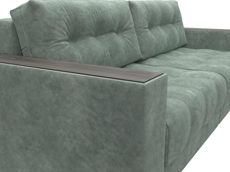 Диван прямой с декором Лига-049 НПБ, Велюр, BRUT 08 зеленый