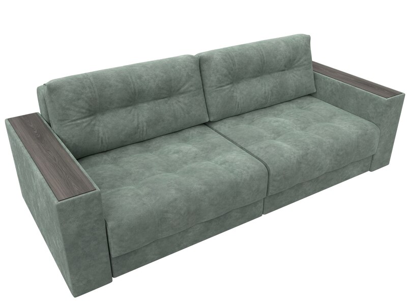 Диван прямой с декором Лига-049 НПБ, Велюр, BRUT 08 зеленый