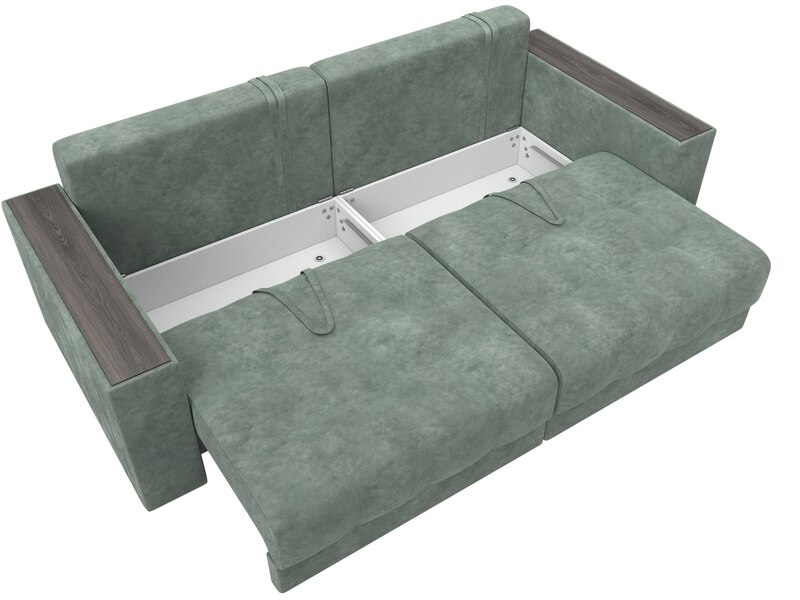 Диван прямой с декором Лига-049 НПБ, Велюр, BRUT 08 зеленый