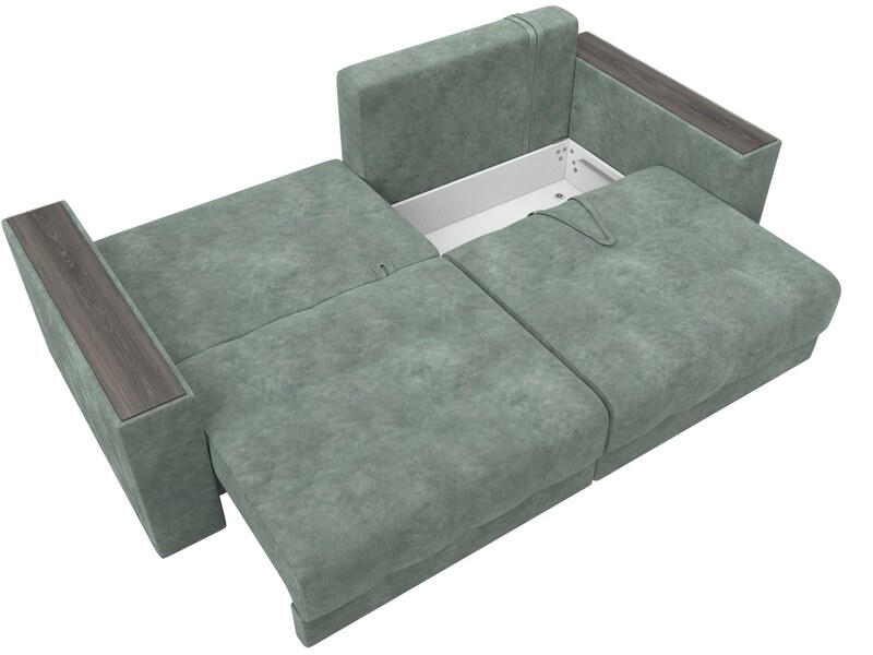 Диван прямой с декором Лига-049 НПБ, Велюр, BRUT 08 зеленый