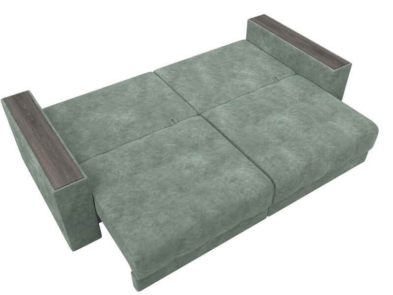 Диван прямой с декором Лига-049 НПБ, Велюр, BRUT 08 зеленый