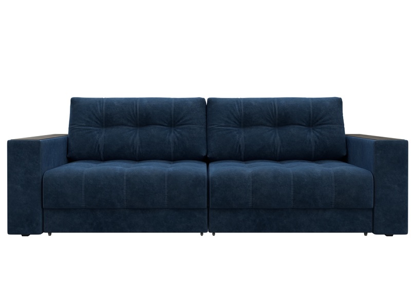 Диван прямой с декором Лига-049 НПБ, Велюр, BRUT 11 синий