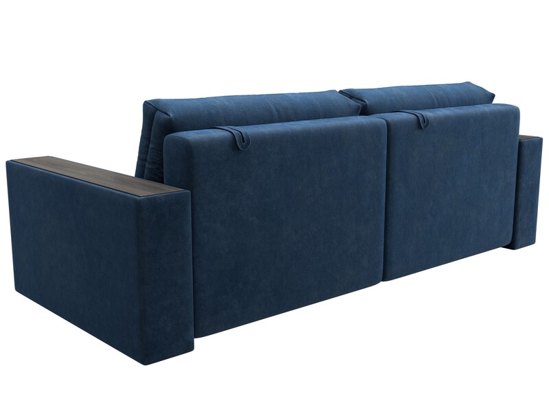 Диван прямой с декором Лига-049 НПБ, Велюр, BRUT 11 синий