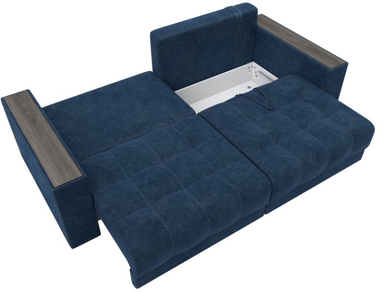 Диван прямой с декором Лига-049 НПБ, Велюр, BRUT 11 синий