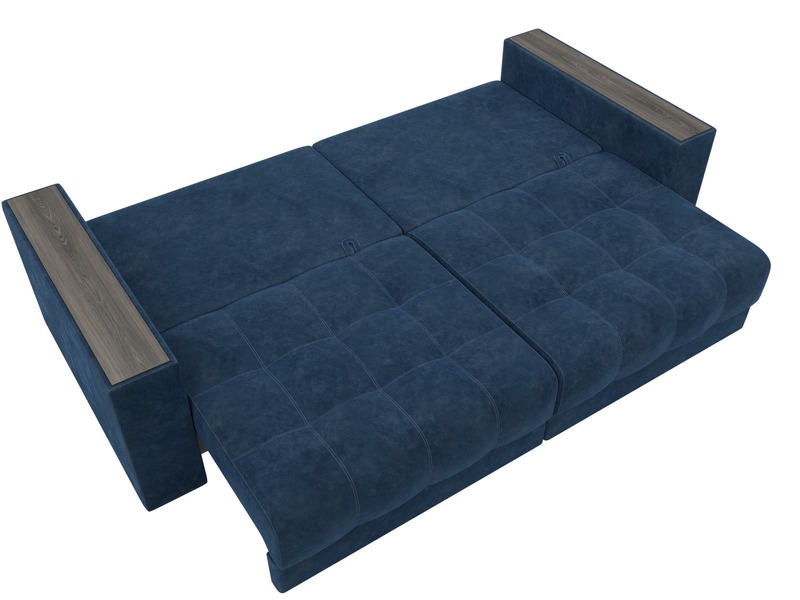 Диван прямой с декором Лига-049 НПБ, Велюр, BRUT 11 синий