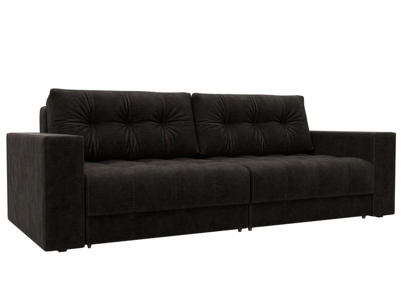 Диван прямой с декором Лига-049 НПБ, Велюр, BRUT 17 коричневый