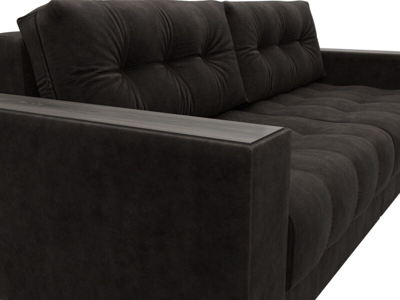 Диван прямой с декором Лига-049 НПБ, Велюр, BRUT 17 коричневый