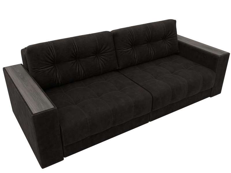 Диван прямой с декором Лига-049 НПБ, Велюр, BRUT 17 коричневый