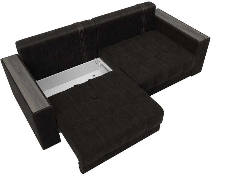 Диван прямой с декором Лига-049 НПБ, Велюр, BRUT 17 коричневый