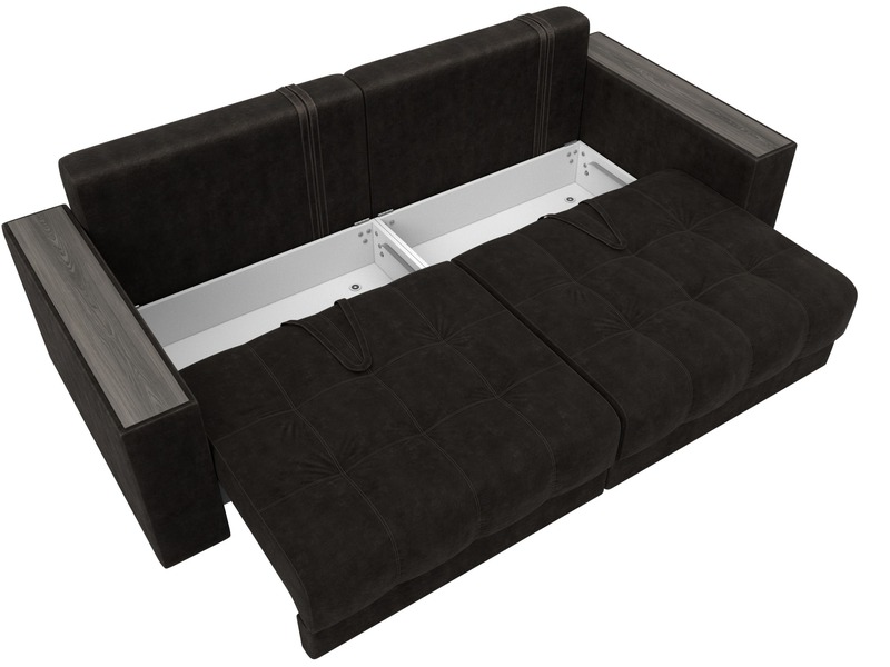 Диван прямой с декором Лига-049 НПБ, Велюр, BRUT 17 коричневый