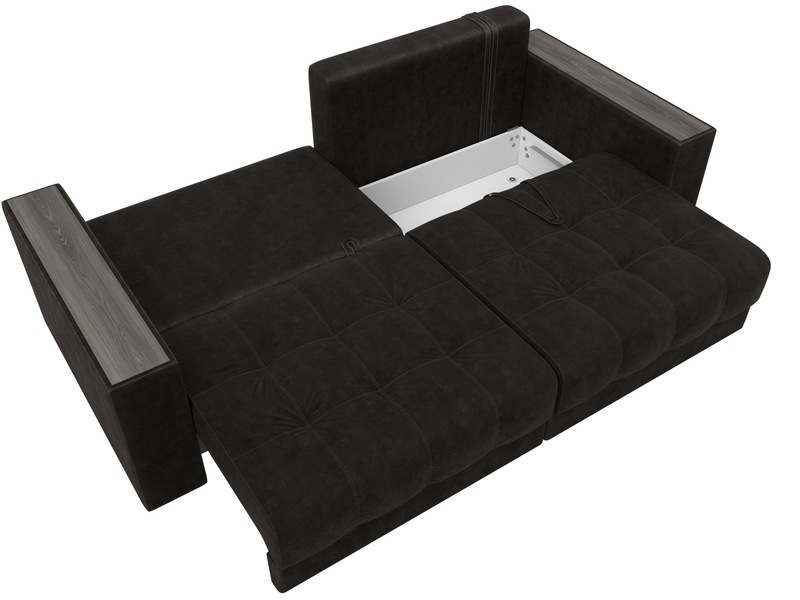 Диван прямой с декором Лига-049 НПБ, Велюр, BRUT 17 коричневый