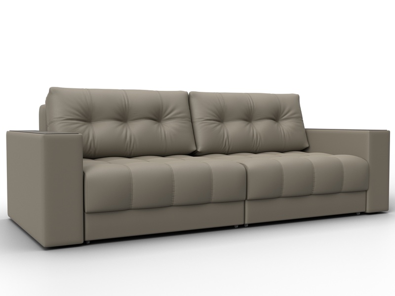 Диван прямой с декором Лига-049 НПБ, Экокожа, GRIFON 04 бежевый