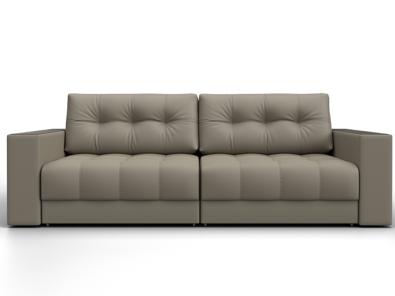 Диван прямой с декором Лига-049 НПБ, Экокожа, GRIFON 04 бежевый