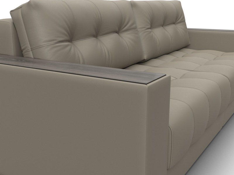 Диван прямой с декором Лига-049 НПБ, Экокожа, GRIFON 04 бежевый